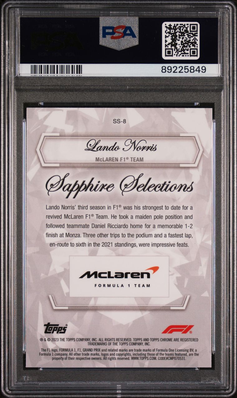 PSA 10 - Lando Norris #SS8 - Sapphire Selections - 2023 Topps Chrome F1