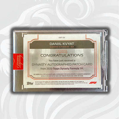 01/10 Daniil  Kvyat #DAP-DK – 2020 Topps Dynasty F1 – Autographed Single Patch