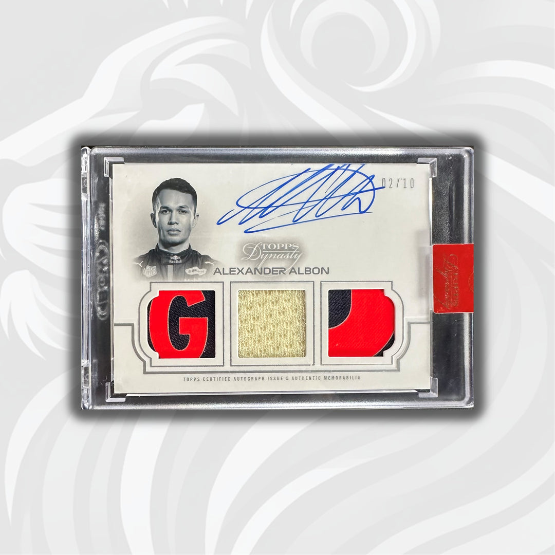 PSA - 02/10 Alexander Albon - 2020 Topps Dynasty F1 - Triple Relic Autograph - Front