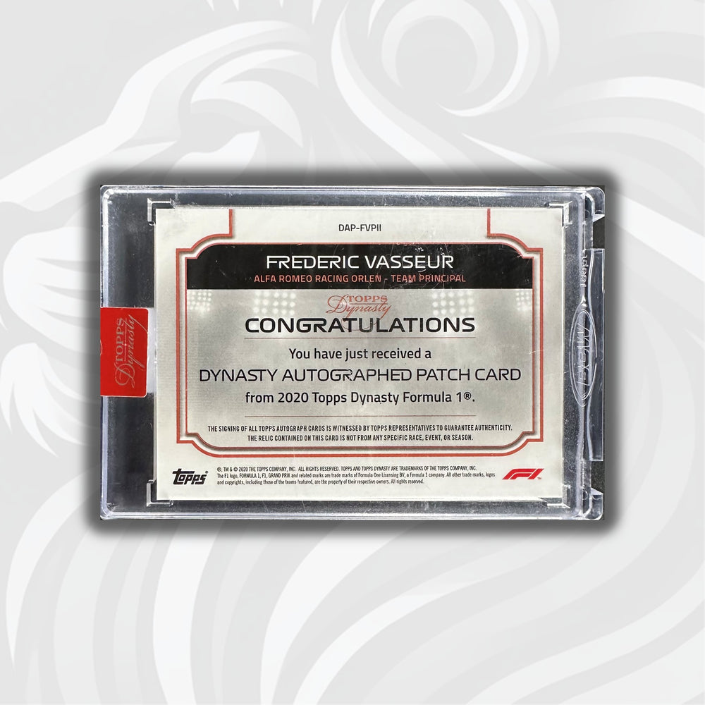 PSA - 04/10 Frederic Vasseur - 2020 Topps Dynasty F1 - Dynasty Autographed Patch Card - Back
