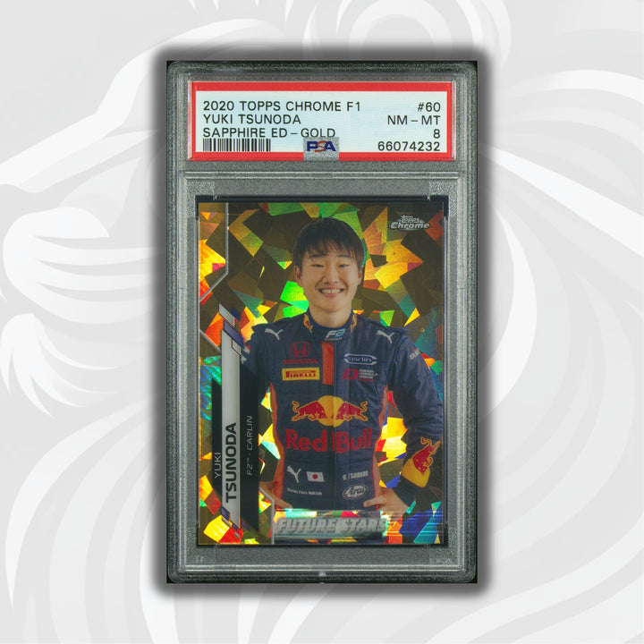 PSA 8 - 35/50 Yuki Tsunoda #60 - Sapphire Gold - 2020 Topps Chrome F1