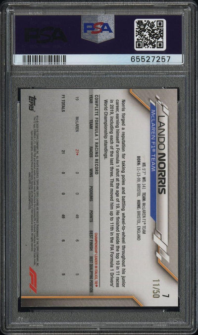 PSA 10 - Lando Norris #7 - Sapphire Edition SP Gold - 2020 Topps Chrome F1