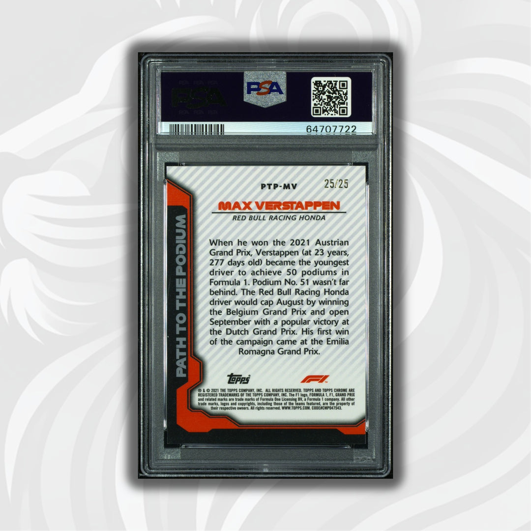 PSA 10 - 25/25 Max Verstappen #PTPMV - Orange - 2021 Topps Chrome F1 - POP 4