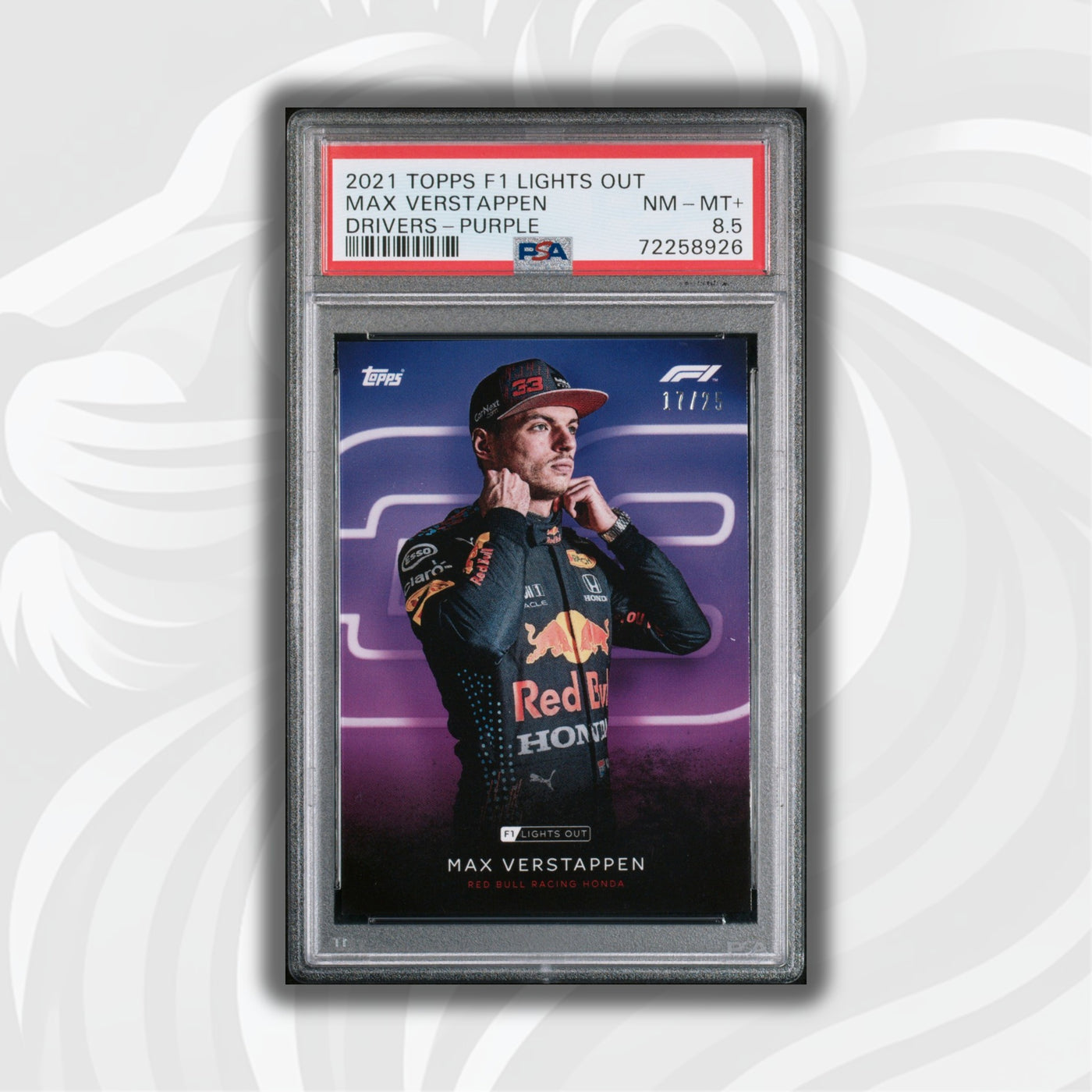 PSA 8.5 - 17/25 Max Verstappen - Drivers- Purple - 2021 Lights Out F1
