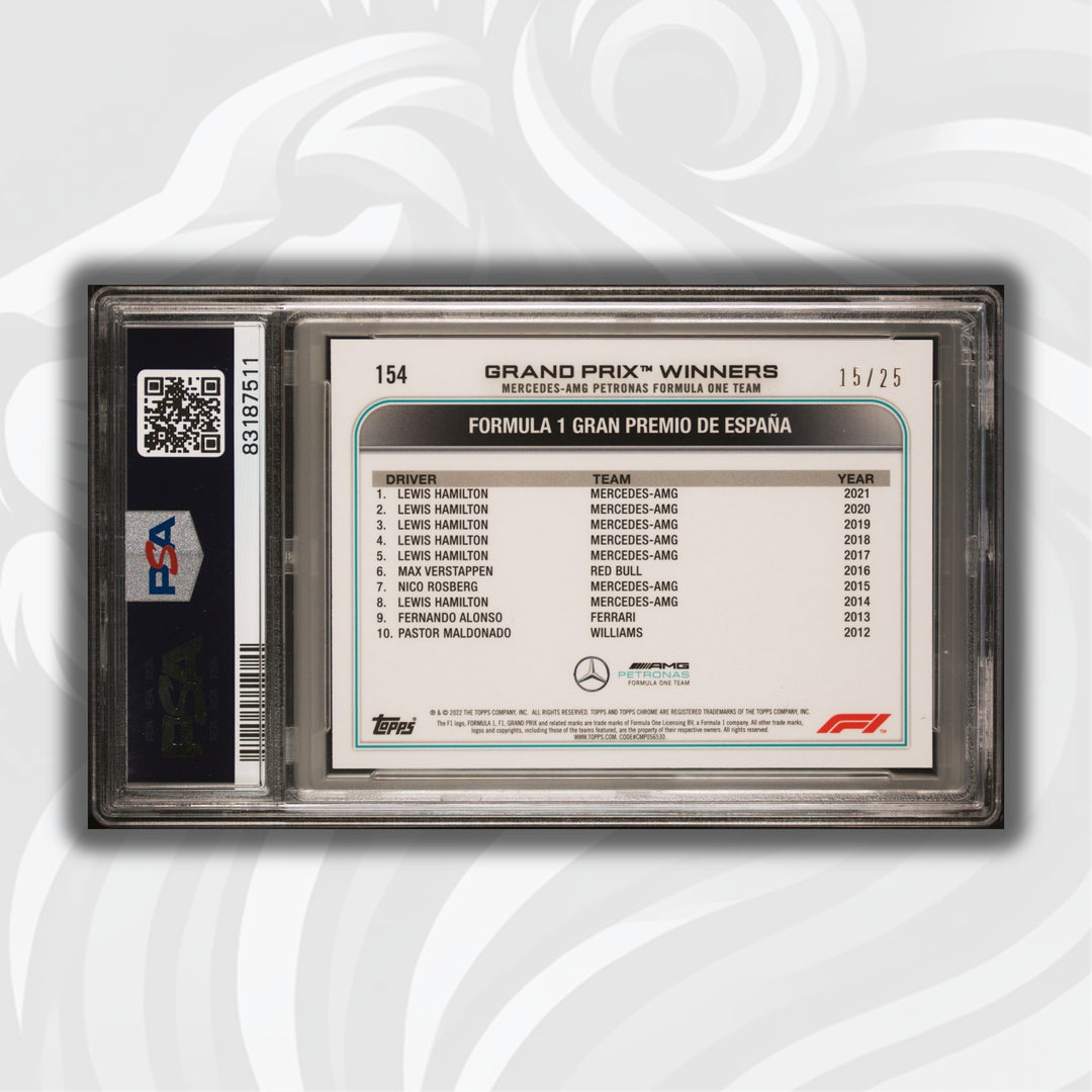 PSA 10 - 15/25 Lewis Hamilton #154 - Orange - 2022 Topps Chrome F1