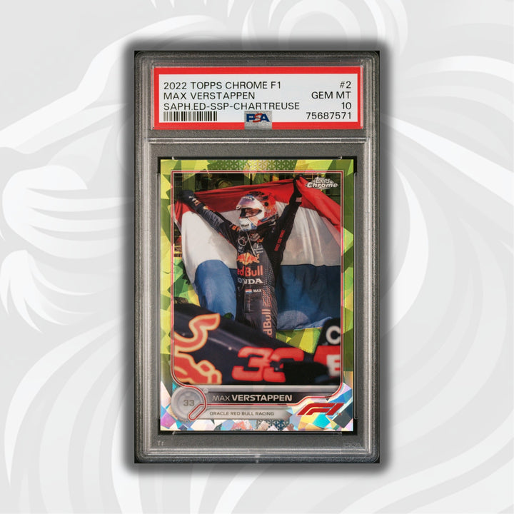 PSA 10 - 094/199 Max Verstappen #2 - Sapphire - SSP Chartreuse - 2022 Topps Chrome F1