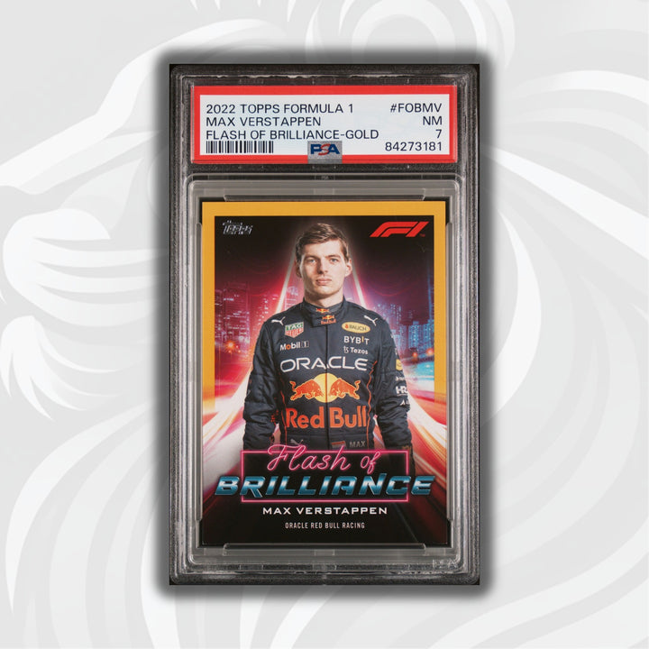 PSA 7 - 10/50 Max Verstappen #FOBMV Flash Of Brilliance -  Gold 2022 Topps Flagship F1