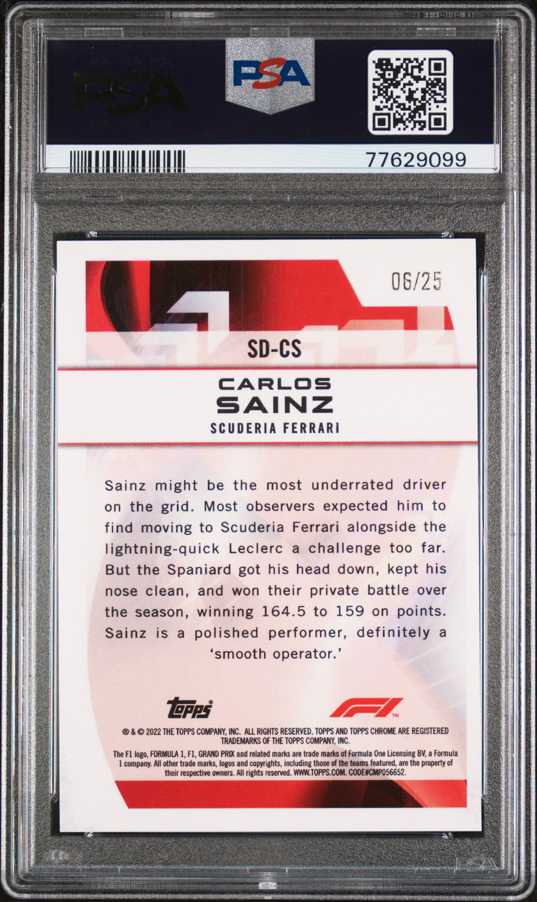 PSA 10 - 6/25 Carlos Sainz #SDCS - Speed Demons - Orange Refractor