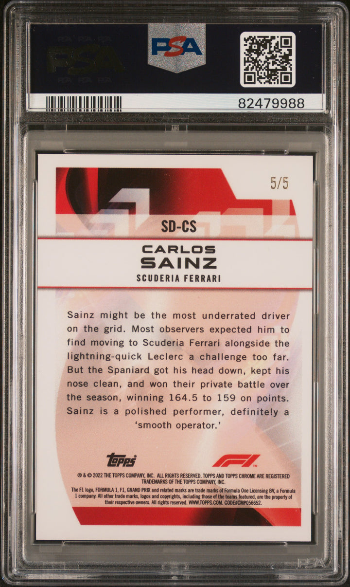PSA 9 - 5/5 Carlos Sainz #SDCS - Speed Demons - Red Refractor