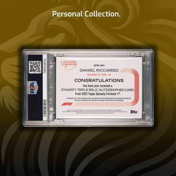 PSA 9 - 1/1 Daniel Ricciardo #SDTRA-DRII - Dynasty Triple Relic Autograph - 2022 Topps Dynasty F1