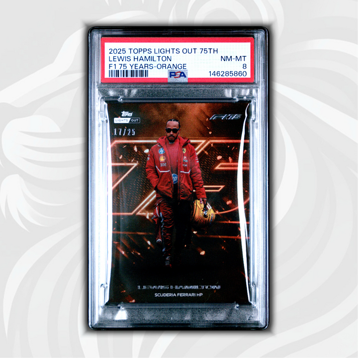 PSA 8 - 17/25 Orange - Lewis Hamilton - 2025 Topps Lights Out - 75th Anniversary - Orange
