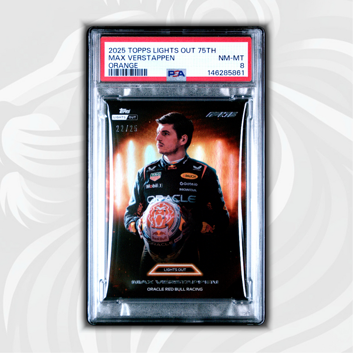PSA 8 - 22/25 Max Verstappen - 2025 Topps Lights Out - Helmet - Orange