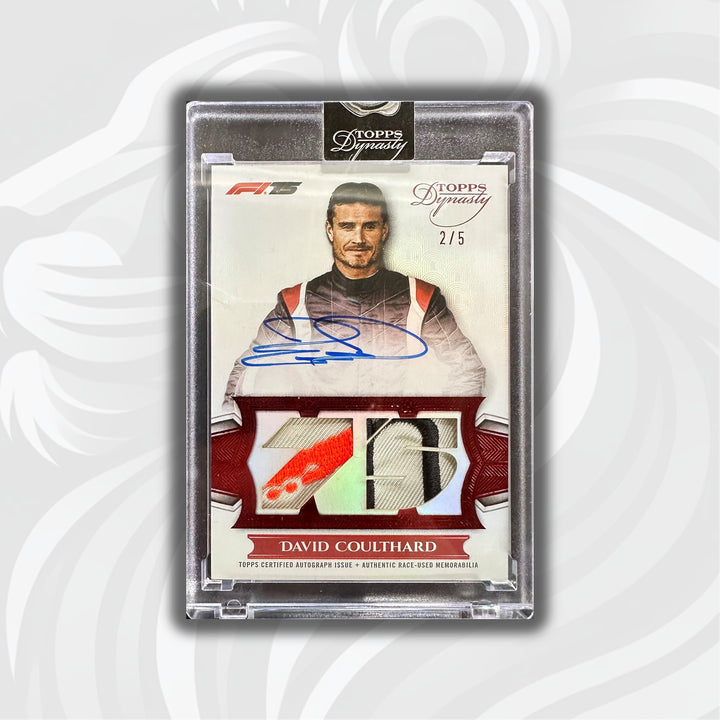 2/5 David Coulthard - 2025 Topps Dynasty F1 - Legendary Patch Autograph - Front