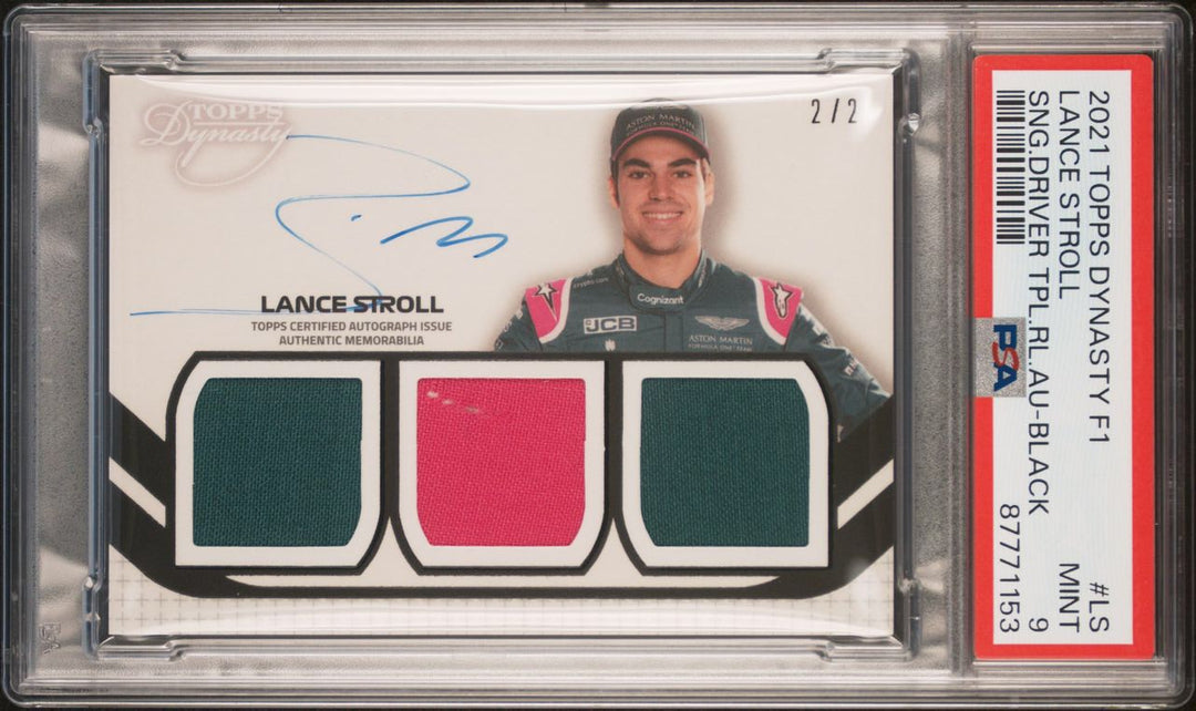 2/2 Black - Lance Stroll #SDT-LS - 2021 Topps Dynasty - Triple Relic Autograph Patch
