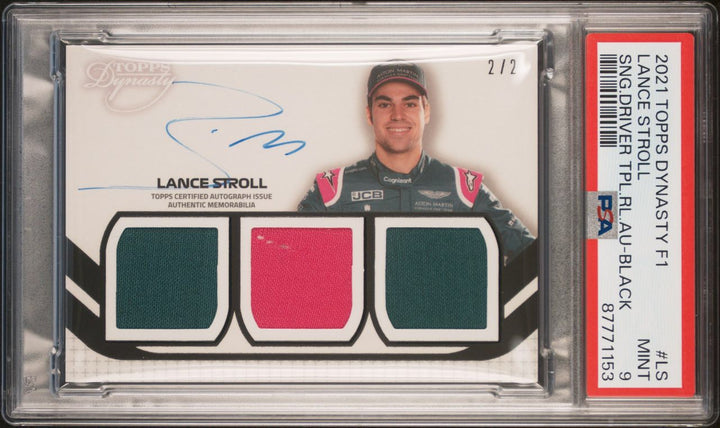 2/2 Black - Lance Stroll #SDT-LS - 2021 Topps Dynasty - Triple Relic Autograph Patch
