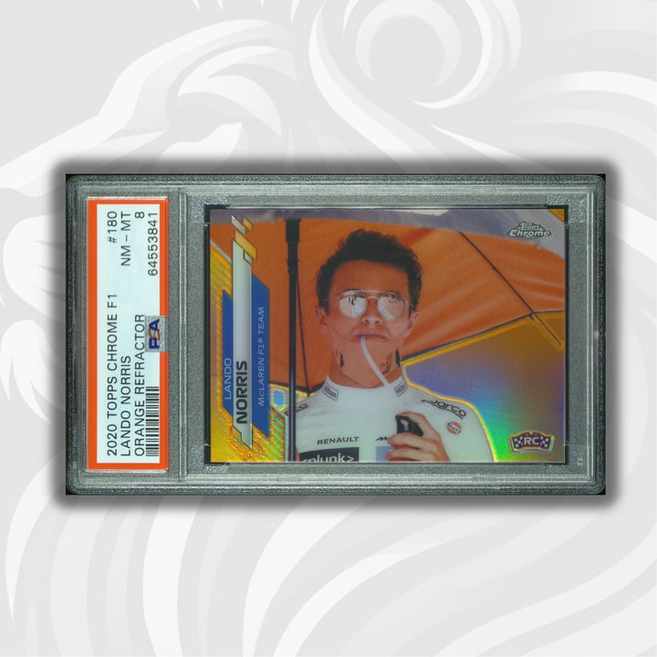 PSA 8 - 05/25 - RC - Lando Norris #180 Orange - 2020 Topps Chrome F1 - Rookie Card