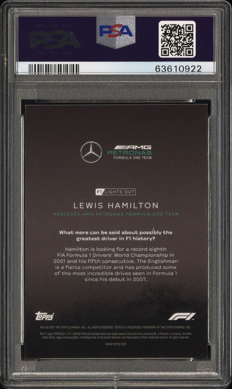 PSA 9 - 1/5 Lewis Hamilton - Driver - Rainbow Foil