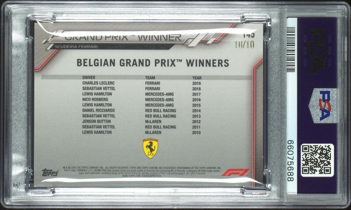 PSA 9 - 10/10 Charles Leclerc #145 - Sapphire - Purple - 2020 Topps Chrome F1