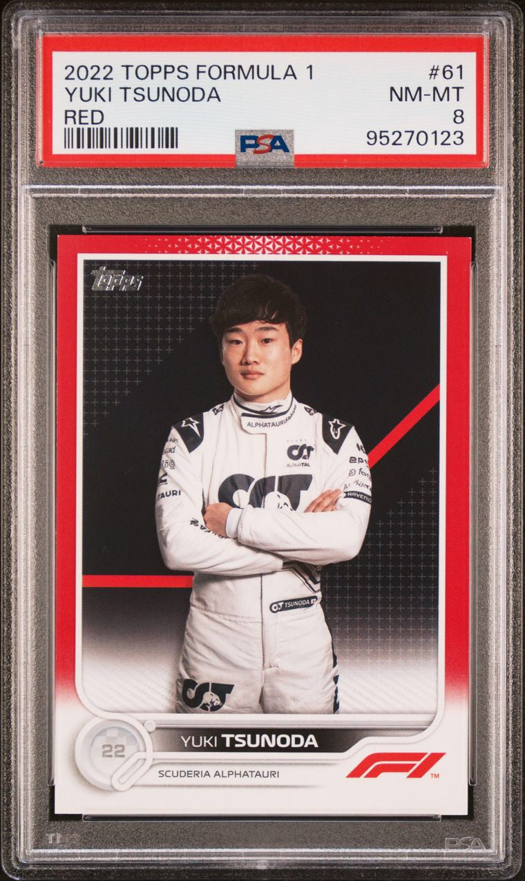 PSA 8 - 4/5 - Yuki Tsunoda #61 - Red - 2022 Topps Formula 1 - Rookie Card - POP 1