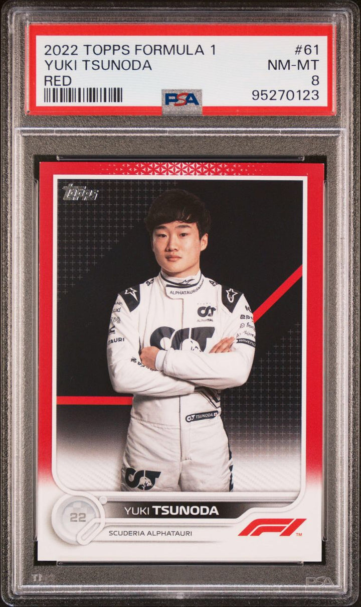 PSA 8 - 4/5 - Yuki Tsunoda #61 - Red - 2022 Topps Formula 1 - Rookie Card - POP 1