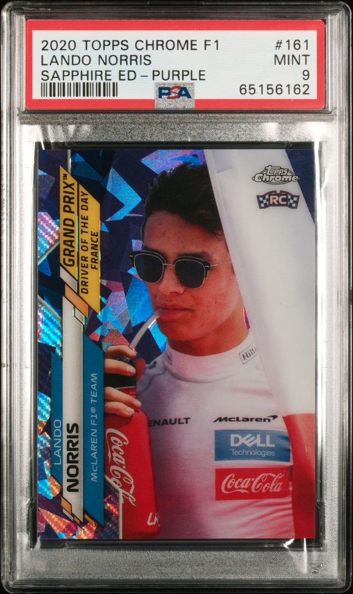PSA 9 - 07/10 Lando Norris #161 - Sapphire - Purple -2020 Chrome F1