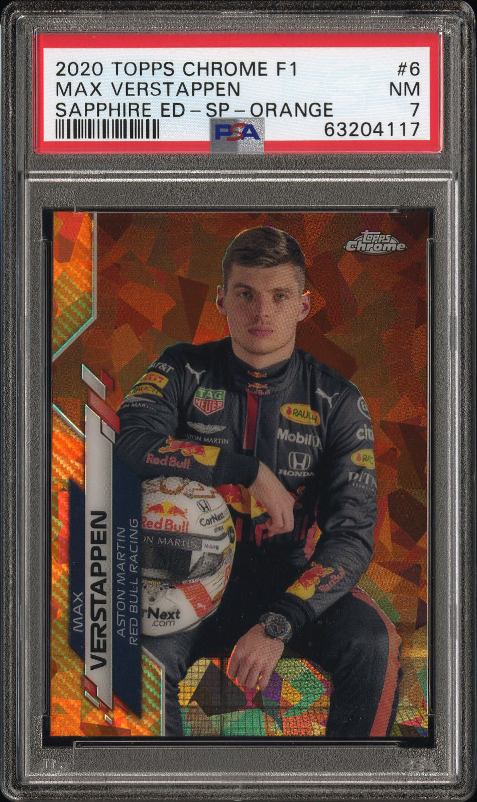 63204117 – Max Verstappen #6 Sapphire Ed-SP-Orange – 2020 Topps Chrome F1 – PSA 7.jpg