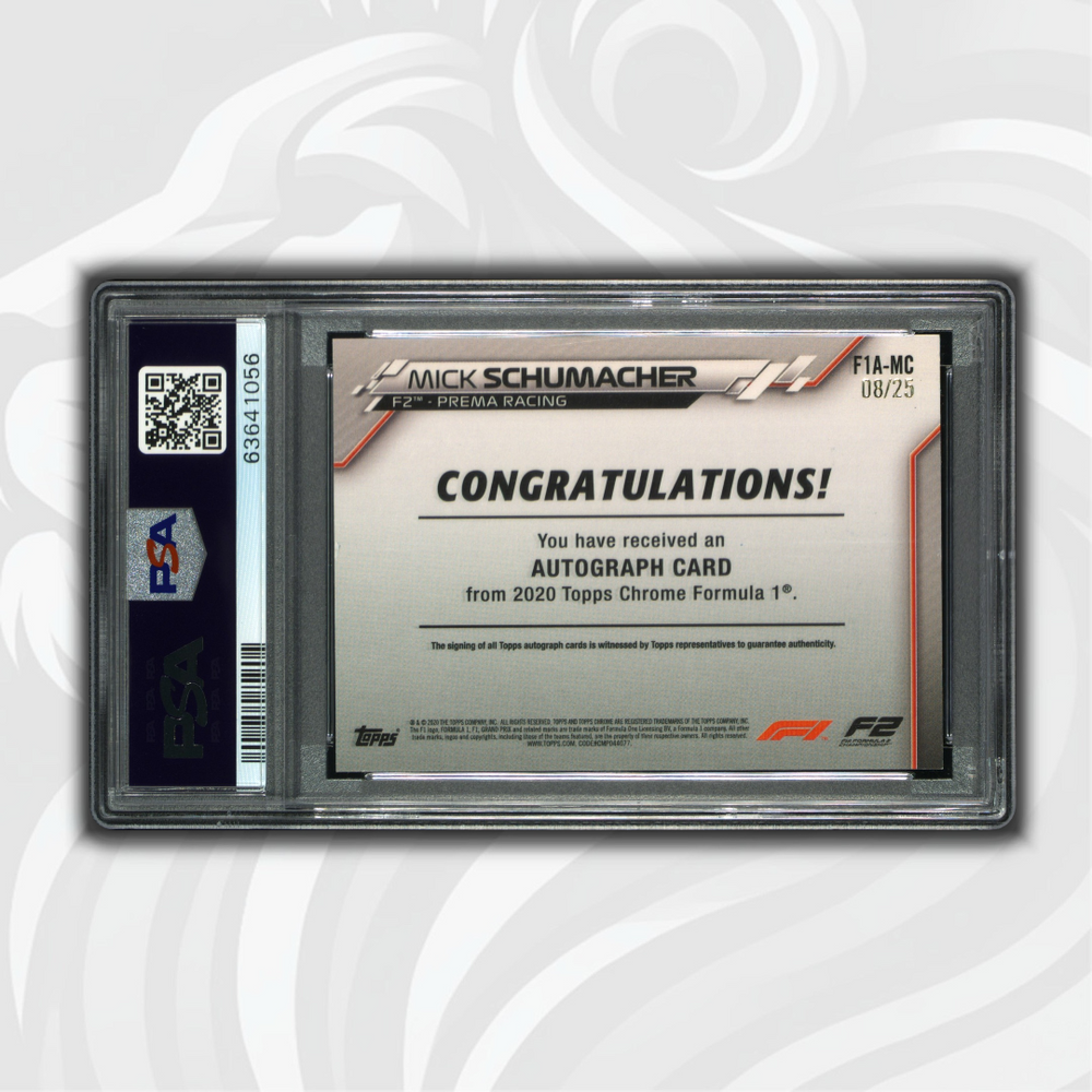 PSA 8 - Mick Schumacher #MC - Orange Refractor Autograph - 2020 Topps Chrome F1 - Back