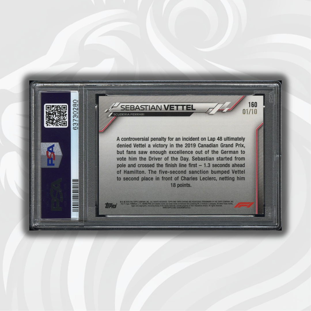 PSA 8 - 01/10 Sebastian Vettel #160 - Sapphire - Purple -2020 Topps Chrome F1