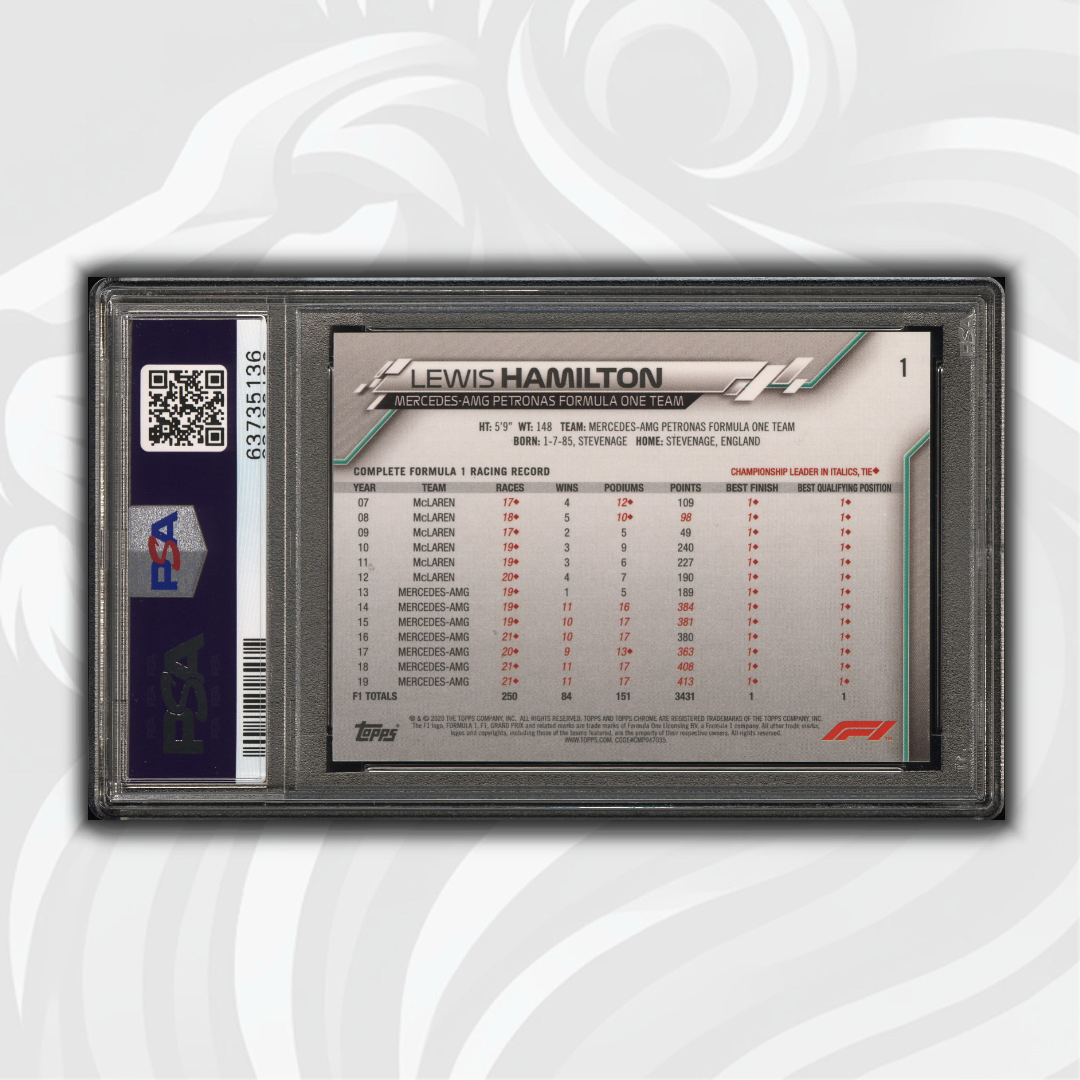 PSA 9 - Lewis Hamilton #1 - Sapphire Edition - SP -  2020 Topps Chrome F1