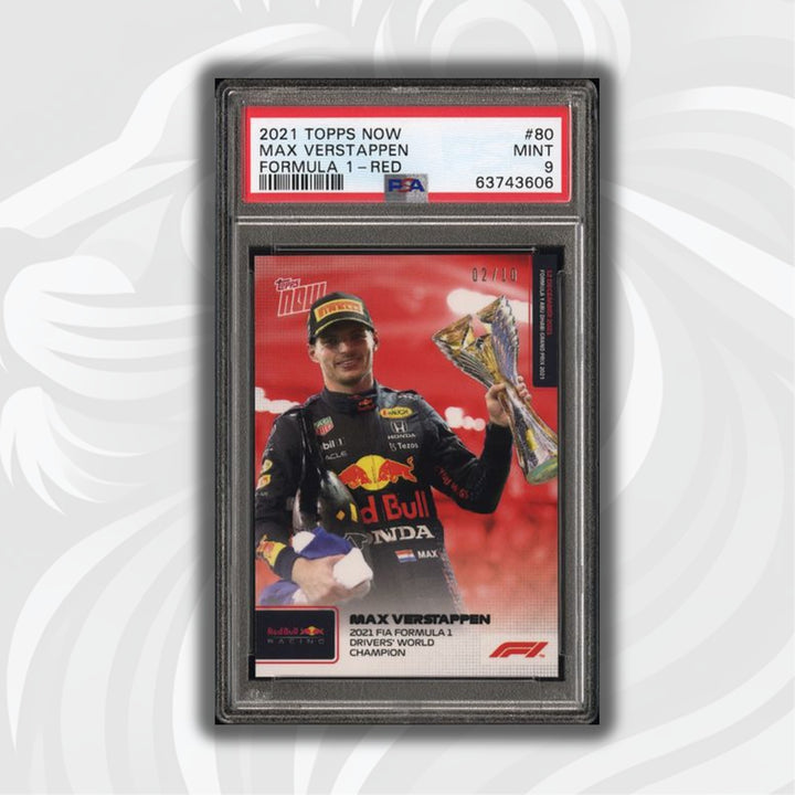 PSA 9 - 02/10 Max Verstappen #80 - Red - 2021 World Champion