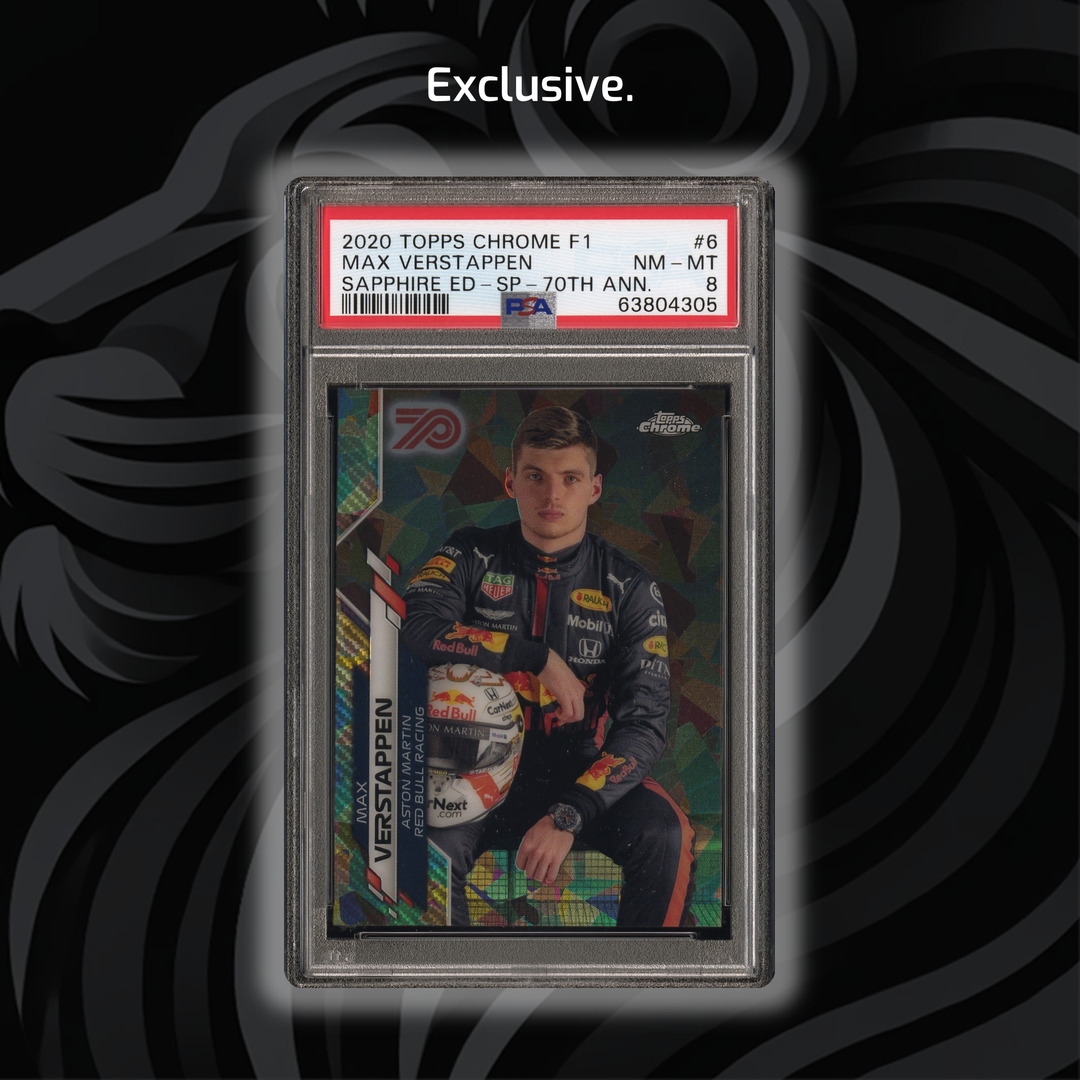 PSA 8 - 60/70 Max Verstappen #6 - 2020 Topps Chrome F1 - Sapphire Edition SP 70th Anniversary - Front