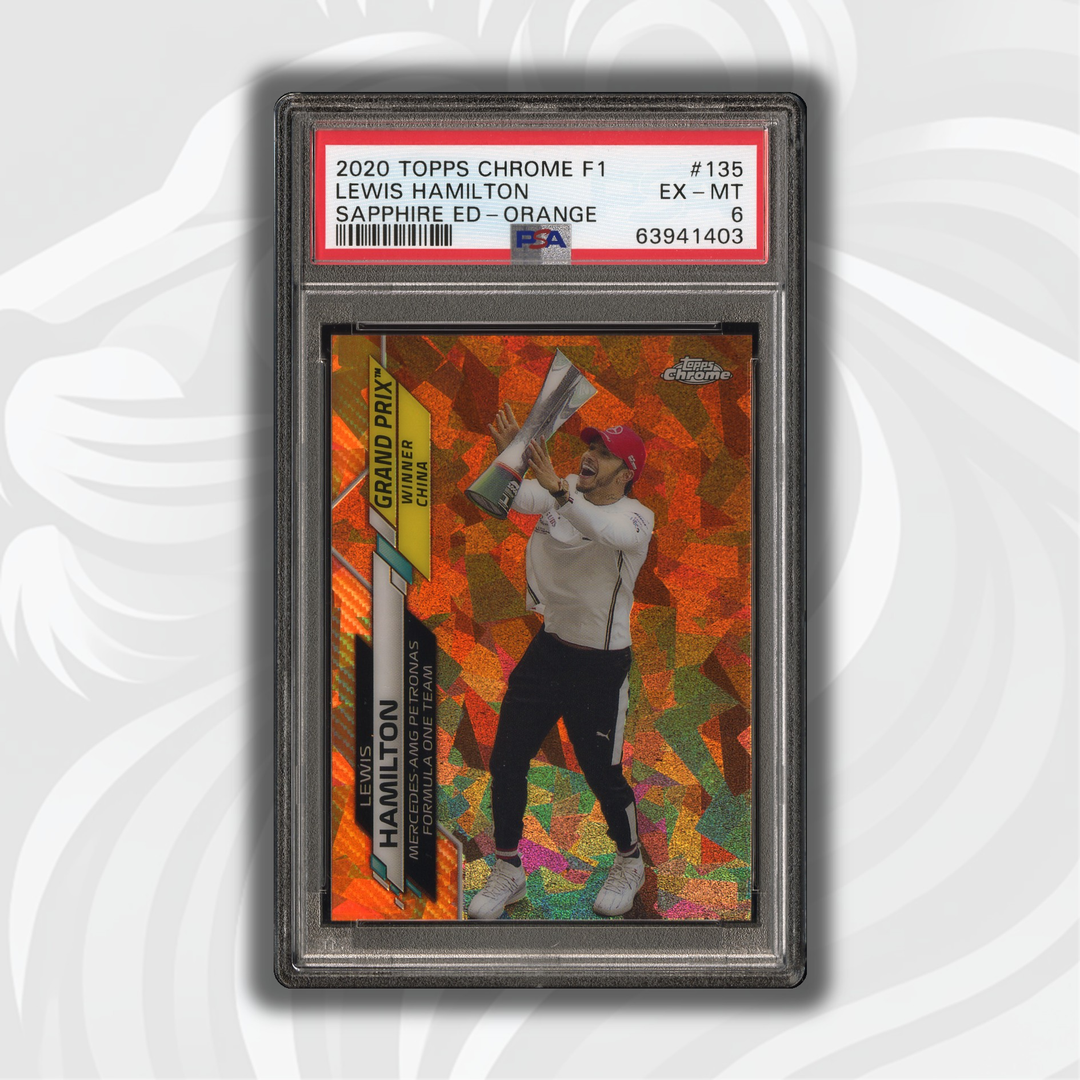 PSA 6 - Lewis Hamilton #135 - 2020 Topps Chrome F1 - Sapphire Edition Orange - Front
