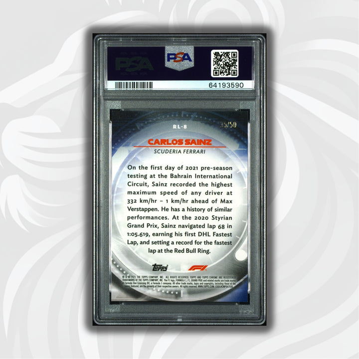 PSA 10 -  35/50 Carlos Sainz #RL8 - Redliners Gold Wave Refractor 2021 Topps Chrome F1