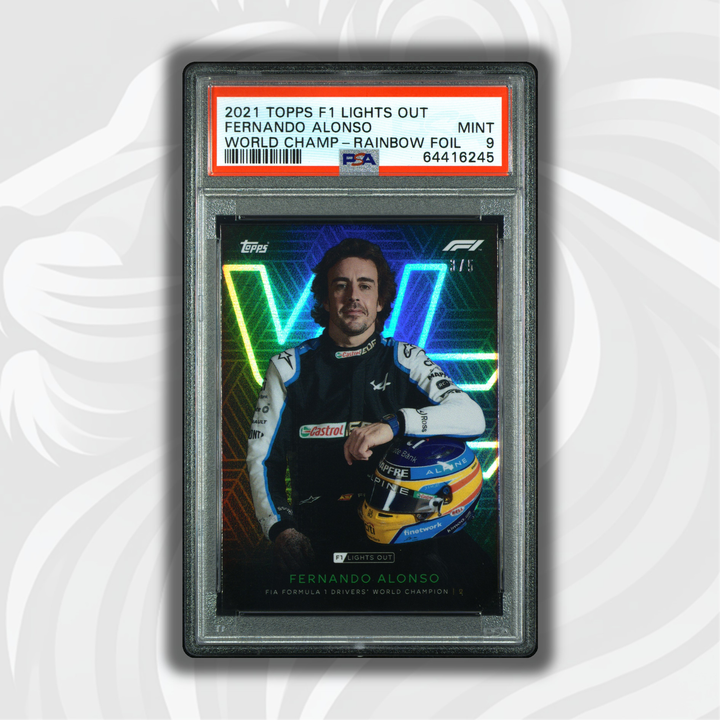 PSA 9 - 3/5 Fernando Alonso - Drivers World Champion - 2021 Lights Out