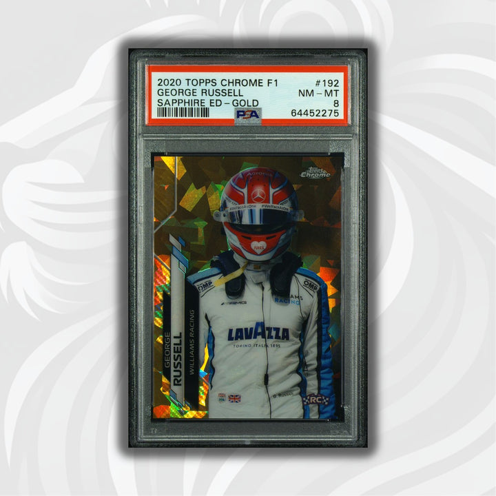 PSA 8 - 13/50 George Russell #192 - Sapphire - Gold - 2020 Topps Chrome F1 - Rookie Card