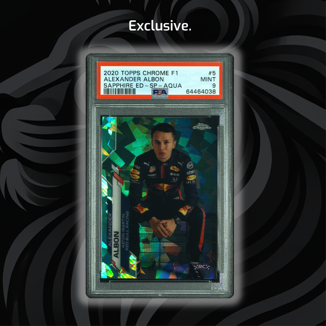 PSA 9 - 07/99 Alexander Albon #5 - 2020 Topps Chrome F1 - Sapphire Edition SP Aqua - Front