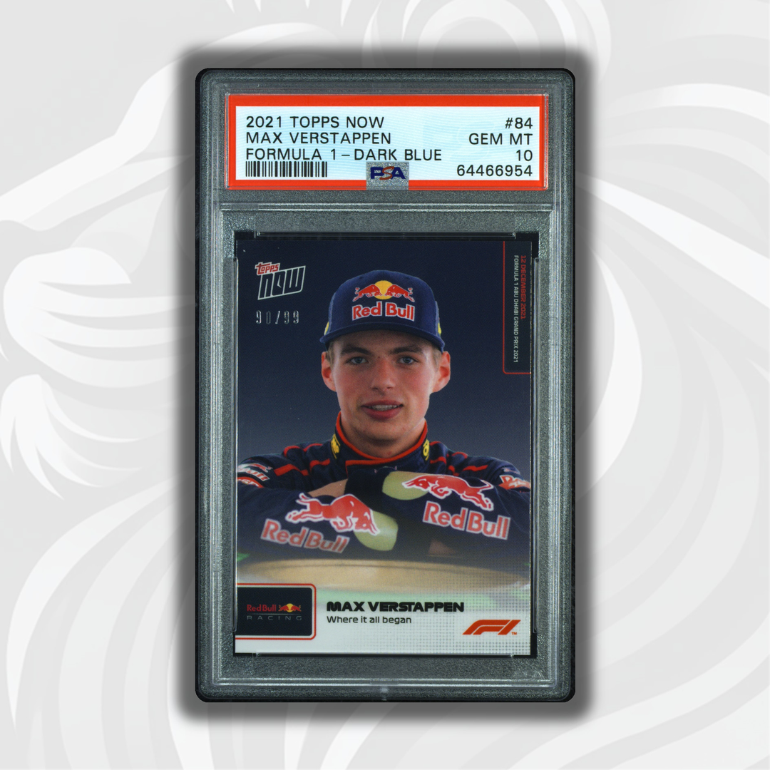 PSA 10 - 90/99 Max Verstappen #84 - 2021 Topps Now Formula 1 - Dark Blue - Front