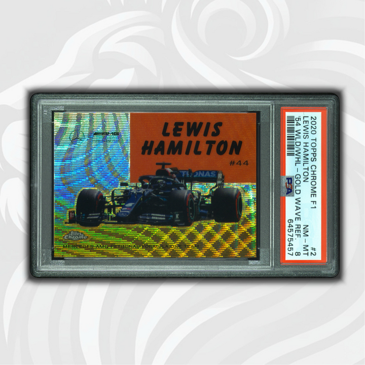 PSA 8 - 37/50 Lewis Hamilton - World On Wheels #54W-2 - Gold Wave Refractor