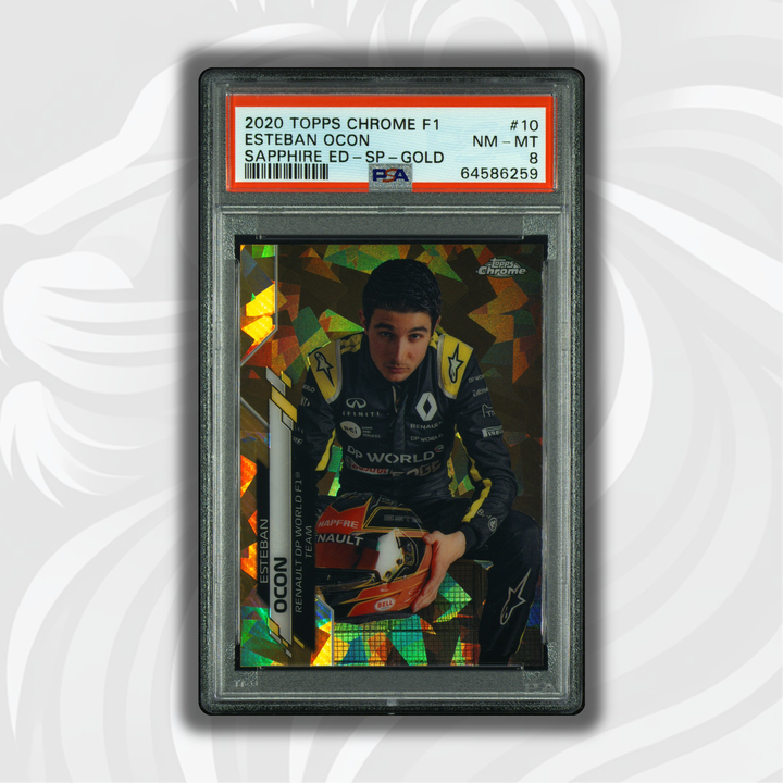 PSA 8 - 28/50 埃斯特班·奥康 #10 - 2020 Topps Chrome F1 - 蓝宝石版 SP 金