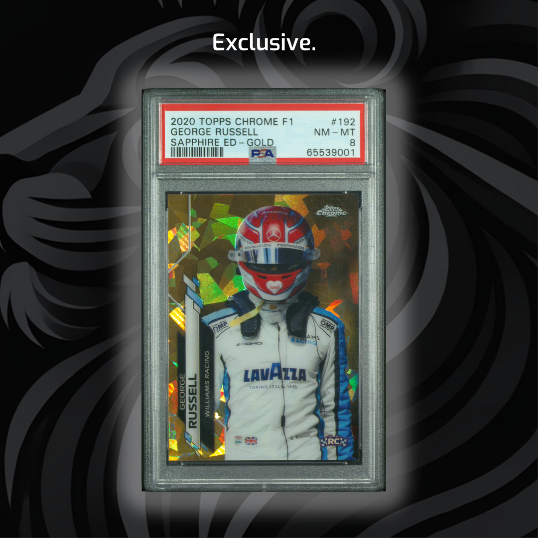 PSA 8 - 12/50 George Russell #192 - Sapphire Edition Gold - 2020 Topps Chrome F1 - Front