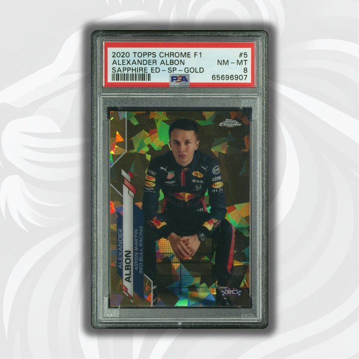 PSA 8 - 41/50 Alexander Albon #5 - 2020 Topps Chrome F1 - 蓝宝石版 SP 金
