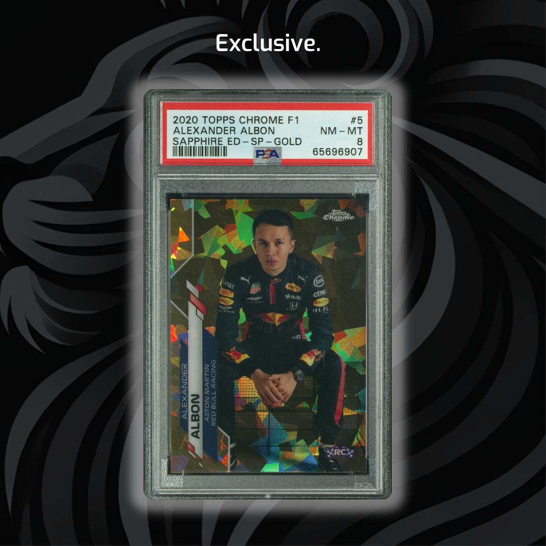 PSA 8 - 41/50 Alexander Albon #5 - 2020 Topps Chrome F1 - Sapphire Edition SP Gold - Front