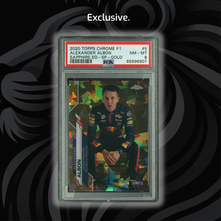 PSA 8 - 41/50 Alexander Albon #5 - 2020 Topps Chrome F1 - Sapphire Edition SP Gold - Front