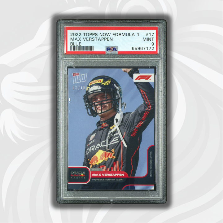 PSA 9 - 03/10 - Max Verstappen #17 - Victory in Miami - Blue - 2022 Topps Now
