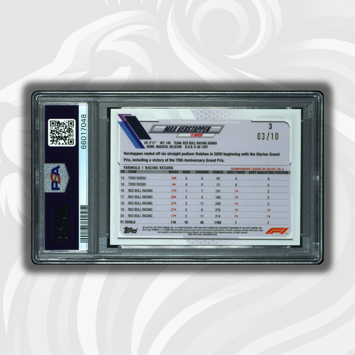 PSA 10 - 03/10 - Max Verstappen - Sapphire Edition Purple - F1 Driver #3