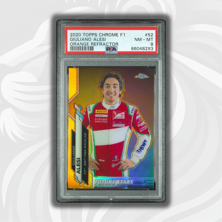 PSA 8 - Giuliano Alesi #52 - 2020 Topps Chrome F1 - Orange Refractor - Front