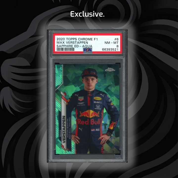 PSA 8 - Max Verstappen #6 - Sapphire Aqua - 2020 Topps Chrome F1 - Front