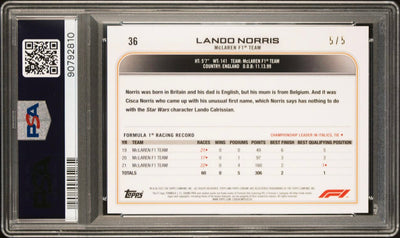 PSA 9 - 5/5 - Lando Norris #36 - Sapphiren Edition - Red