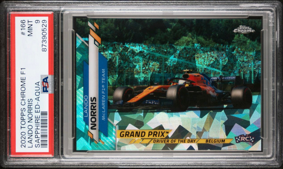 PSA 9 - 94/99 - RC - Lando Norris #166 - Aqua - 2020 Topps Chrome F1 - Rookie Card
