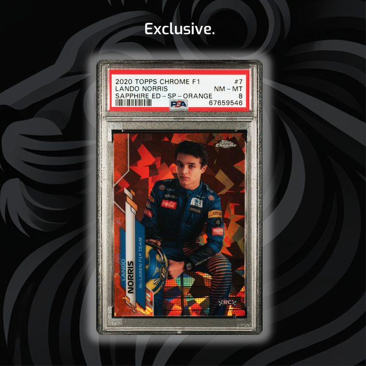 PSA 8 - 07/25 Lando Norris #7 - 2020 Topps Chrome F1 - Sapphire Edition SP Orange - Front